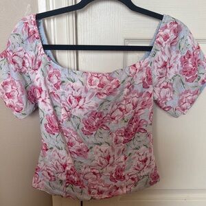 WAYF Floral Pink and White Women's Top